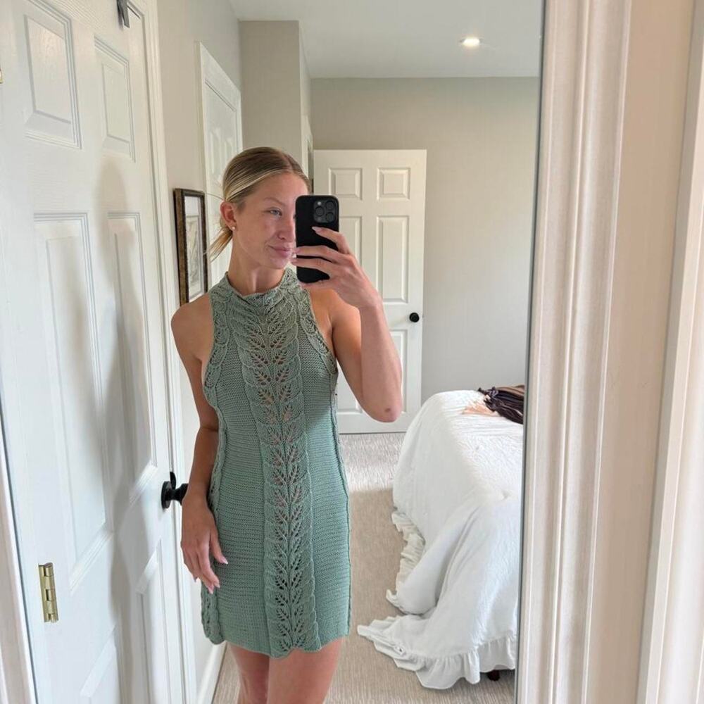 Free people sage green crochet